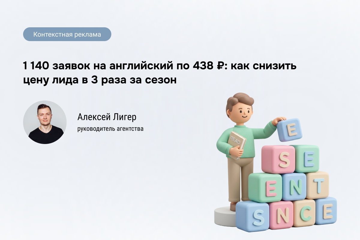 Кейс: 1 140 заявок на английский язык по 438 руб. с окупаемостью 831%