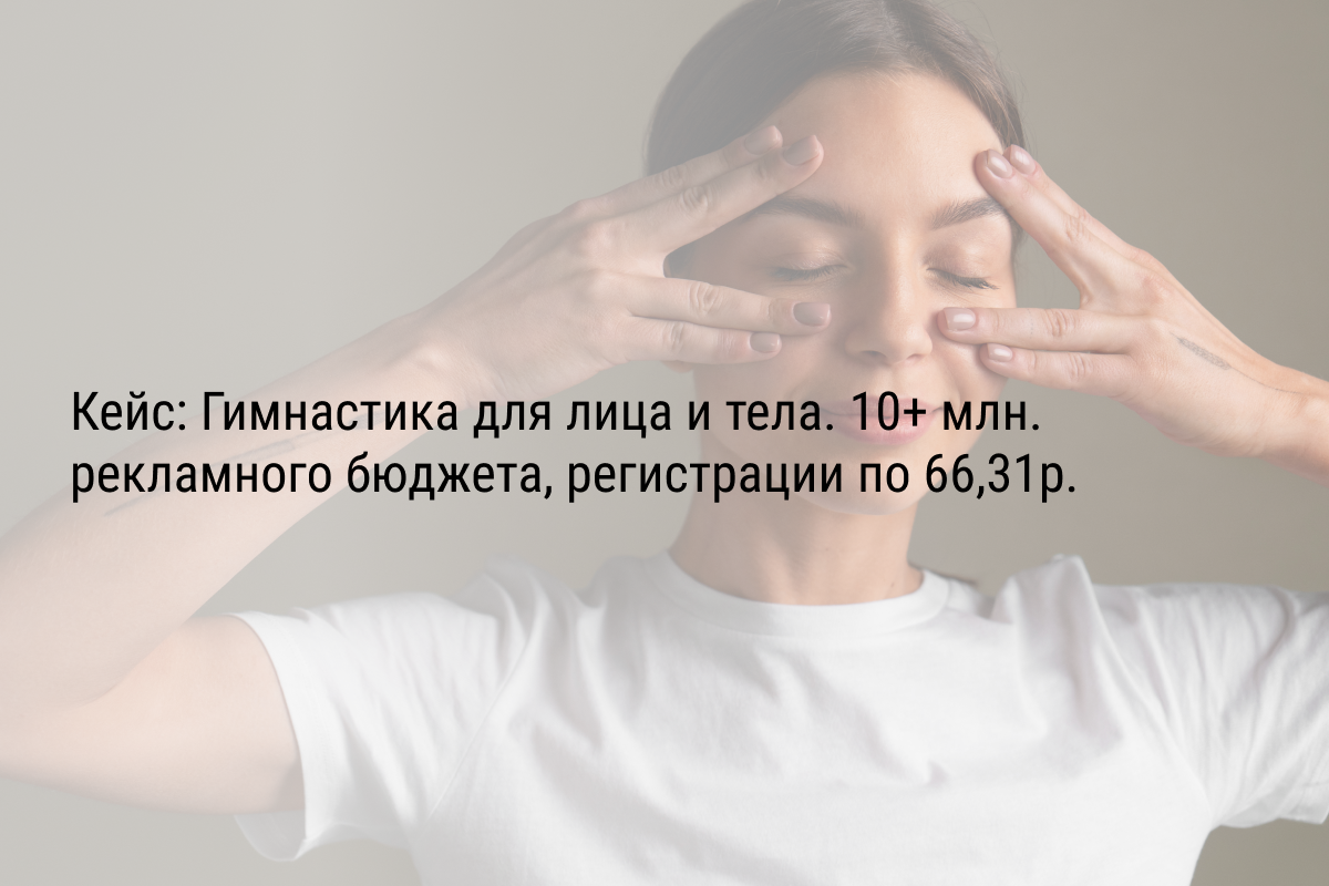 Кейс: Гимнастика для лица и тела. 10+ млн. рекламного бюджета, регистрации по 66,31р.