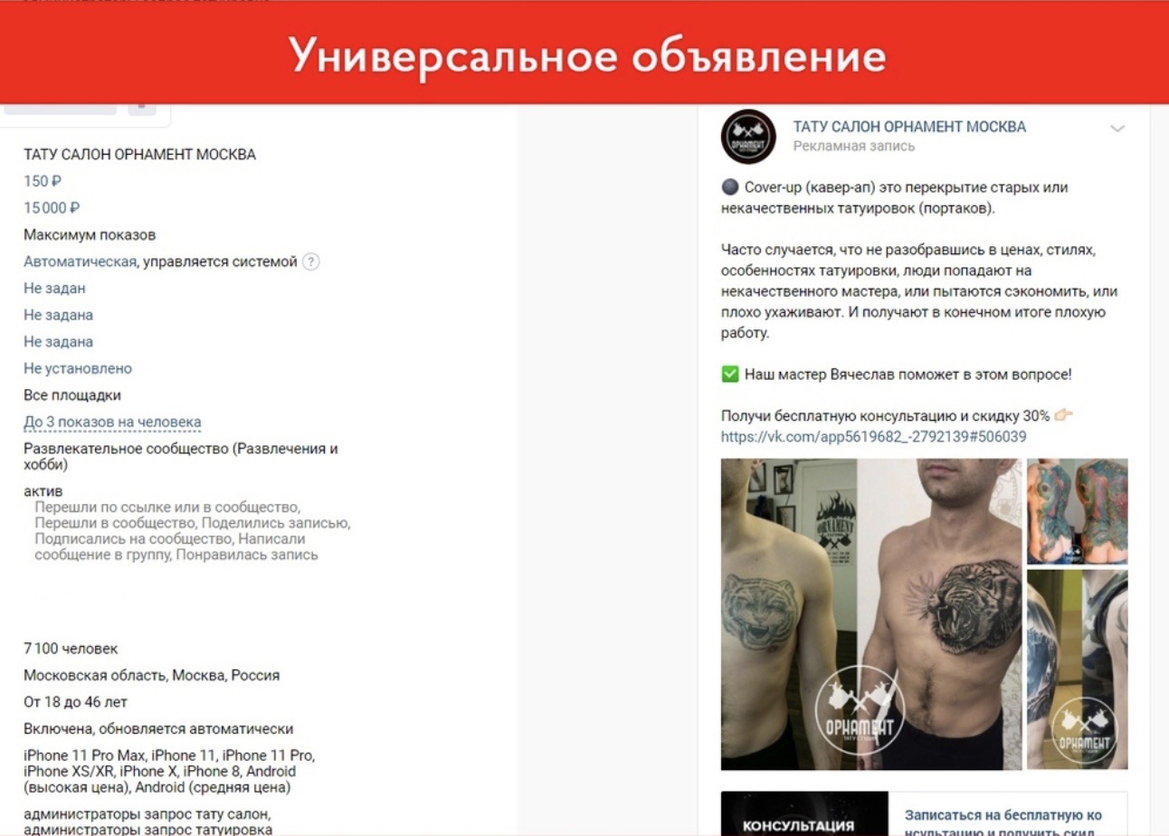 Кейс: Тату-салон в Москве: 281 заявка по 447 рублей — иллюстрация 8