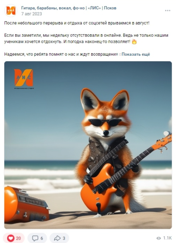 Кейс: SMM для Музыкальной студии «ЛИС» в Пскове: 87 заявок по 332₽ за 6 месяцев — иллюстрация 9