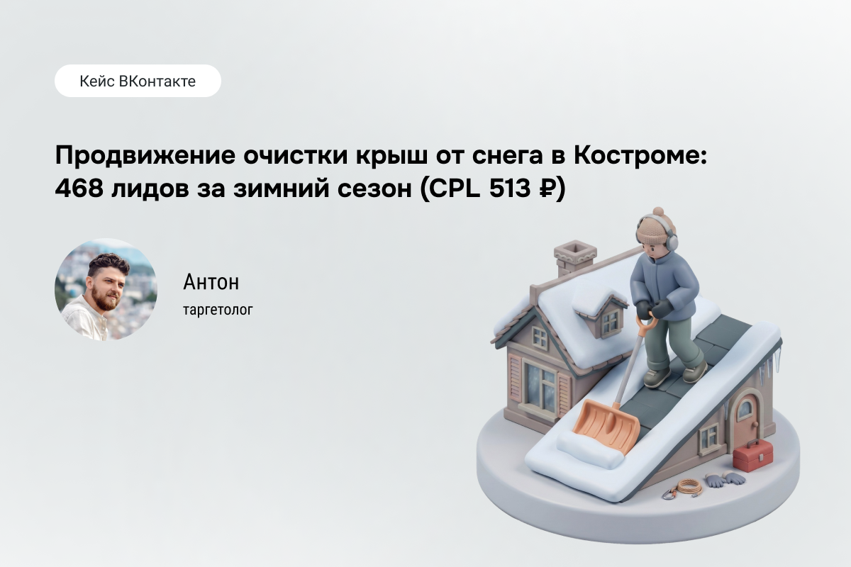 Кейс: Очистка крыш от снега в Костроме - 468 лидов по 513 ₽