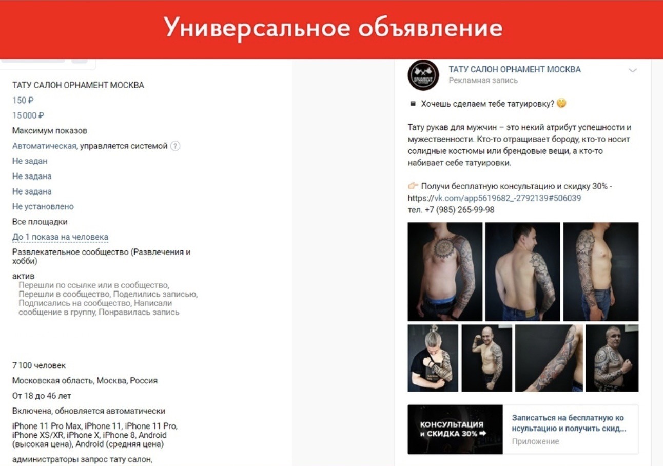 Кейс: Тату-салон в Москве: 281 заявка по 447 рублей — иллюстрация 7