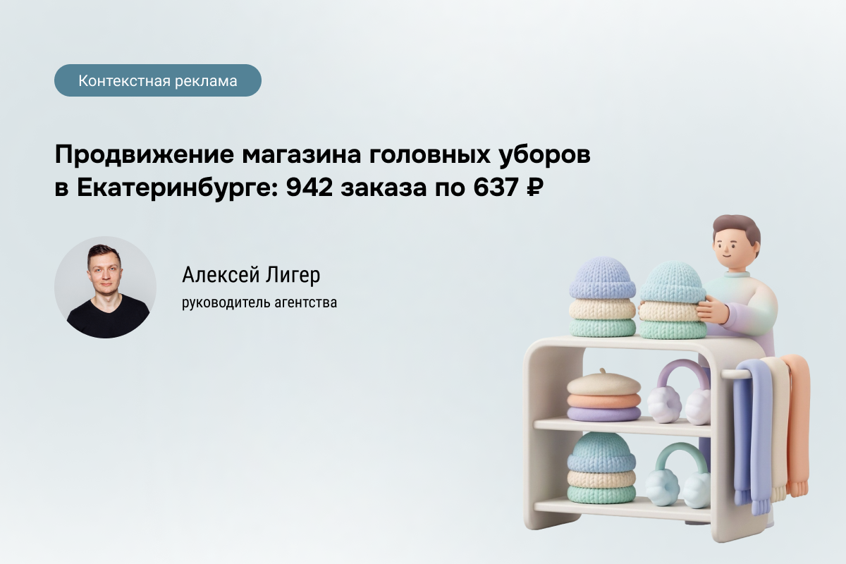 Кейс: Магазин головных уборов - 942 заказа по 637 руб.